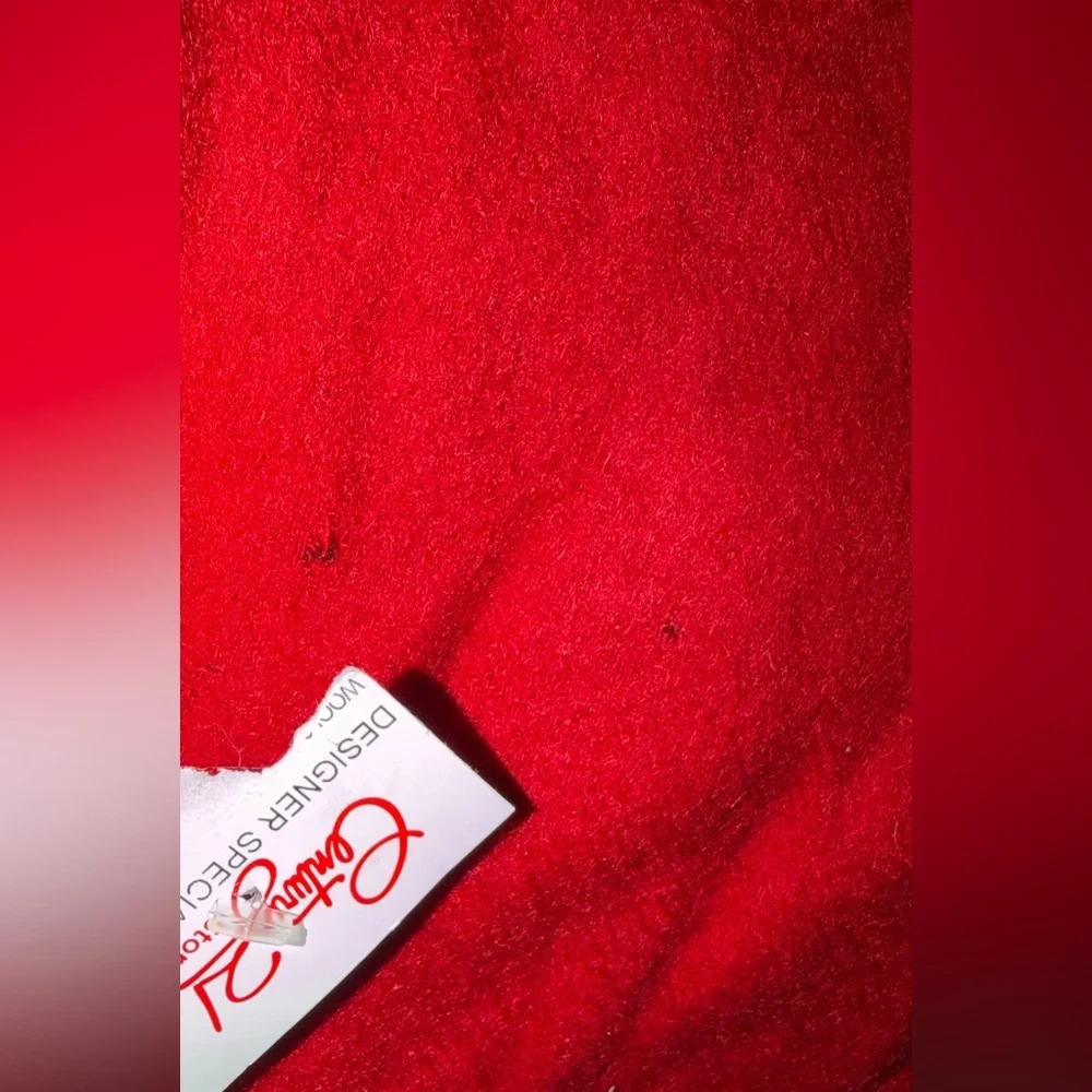 Century 21 Cashmere Red Fringe Scarf Flawed Beauty